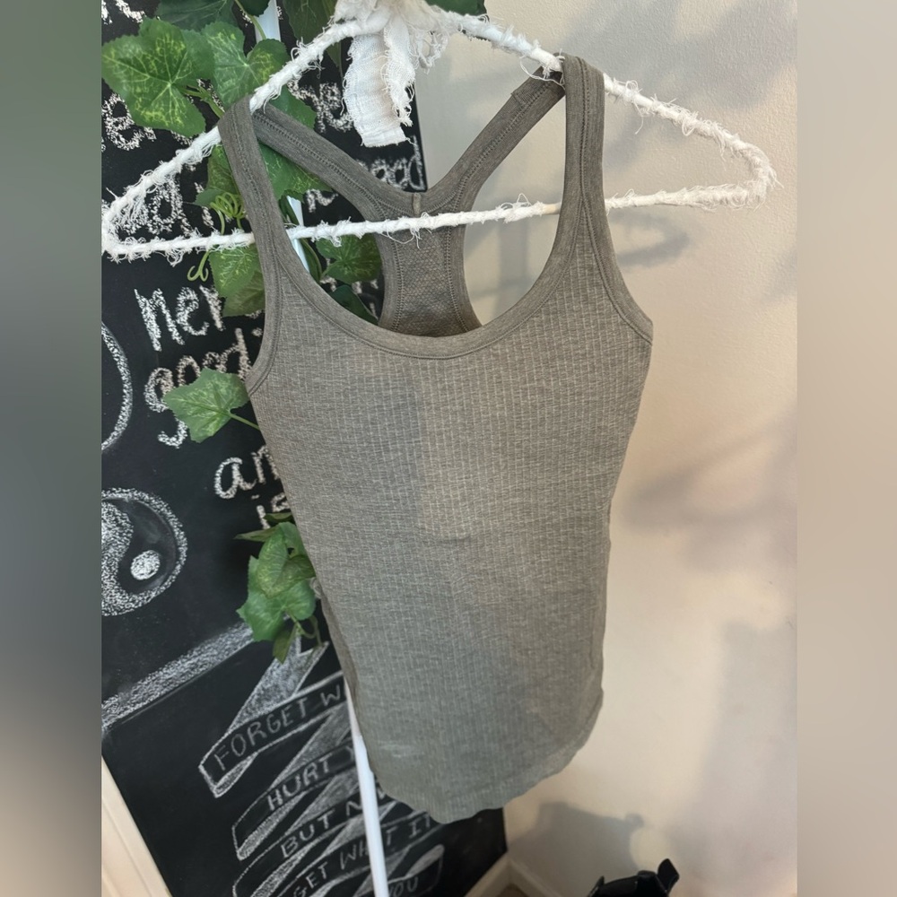 Lululemon Ebb to street tank. Lined. Size 2. Perfect condition. Army green